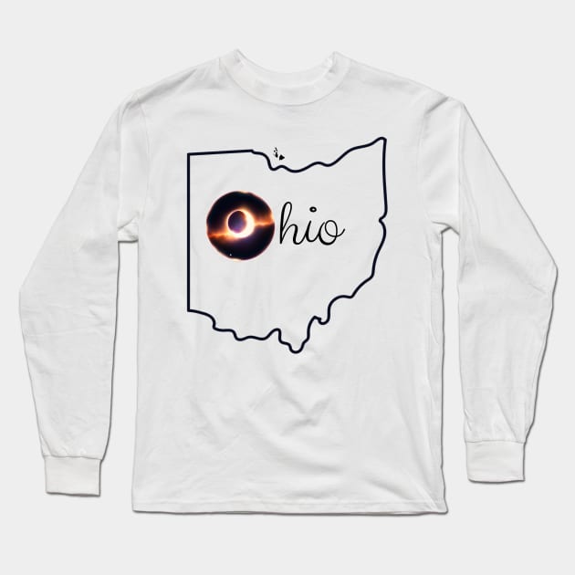 Ohio Total Solar Eclipse April 8, 2024 Long Sleeve T-Shirt by Little Duck Designs